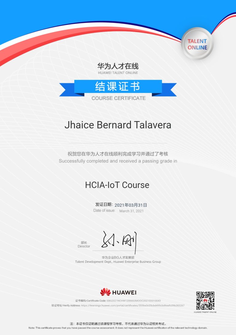 HCIA iot Certification